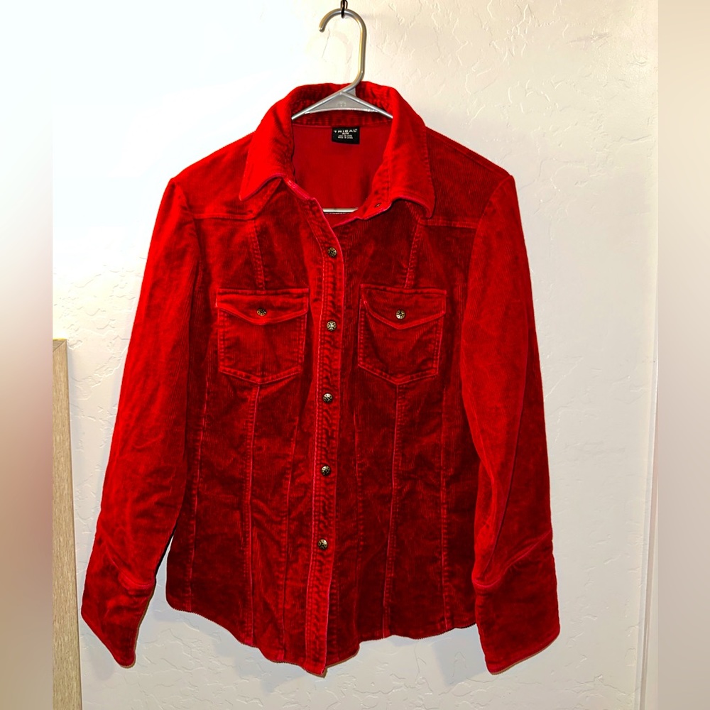 Tribal Retro Cowboy Red Corduroy Button Up Jacket